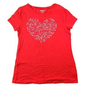 Old Navy Red Love Heart Graphic Tee M Short Sleeve Shirt Womens JH1796
